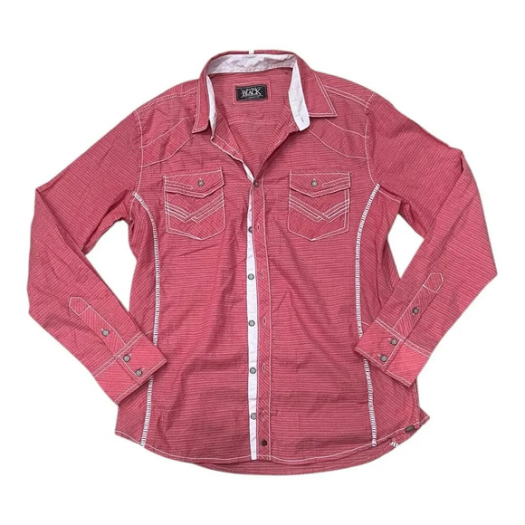 Buckle Black Red Western Athletic Fit Button Up L - Picture 1 of 4